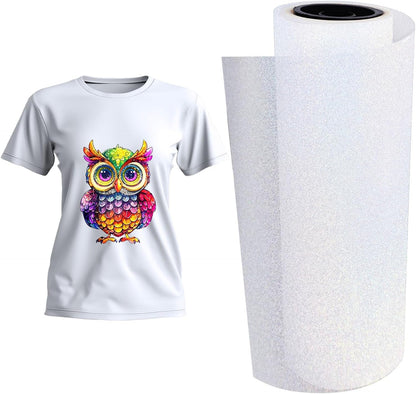 US Stock DTF Glitter Film 11.8In X 32.8Ft DTF Transfer Film DTF Glitter Film Roll, Cold Peel DTF Transfer Glitter Film Roll for DTF Sublimation Printing DIY