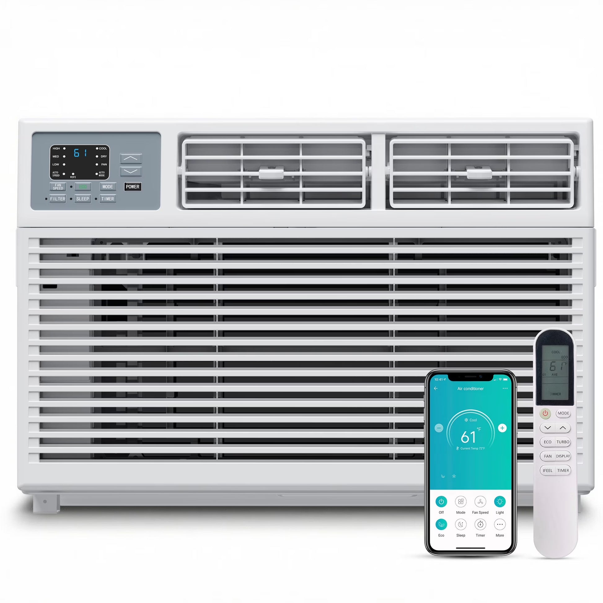 10,000 BTU Window Air Conditioner with APP, Cools up to 450 Sq Ft, 4 Cooling Modes, Remote Control, White
