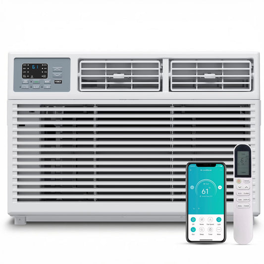 10,000 BTU Window Air Conditioner with APP, Cools up to 450 Sq Ft, 4 Cooling Modes, Remote Control, White