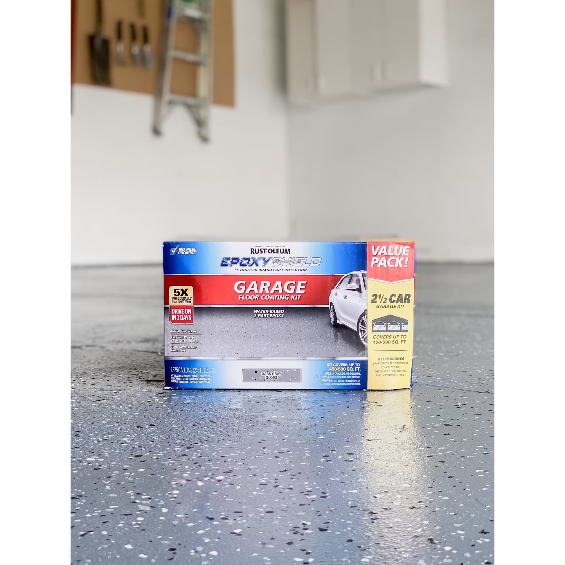 Dark Gray,  Epoxyshield Water-Based Epoxy Garage Floor Coating-365186, Gloss 2.5-Car, 2 Gal Kit, 1 Pack