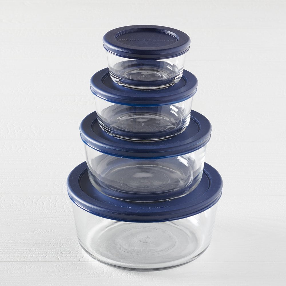 Glass Food Storage Containers with Lids, 8 Piece Set