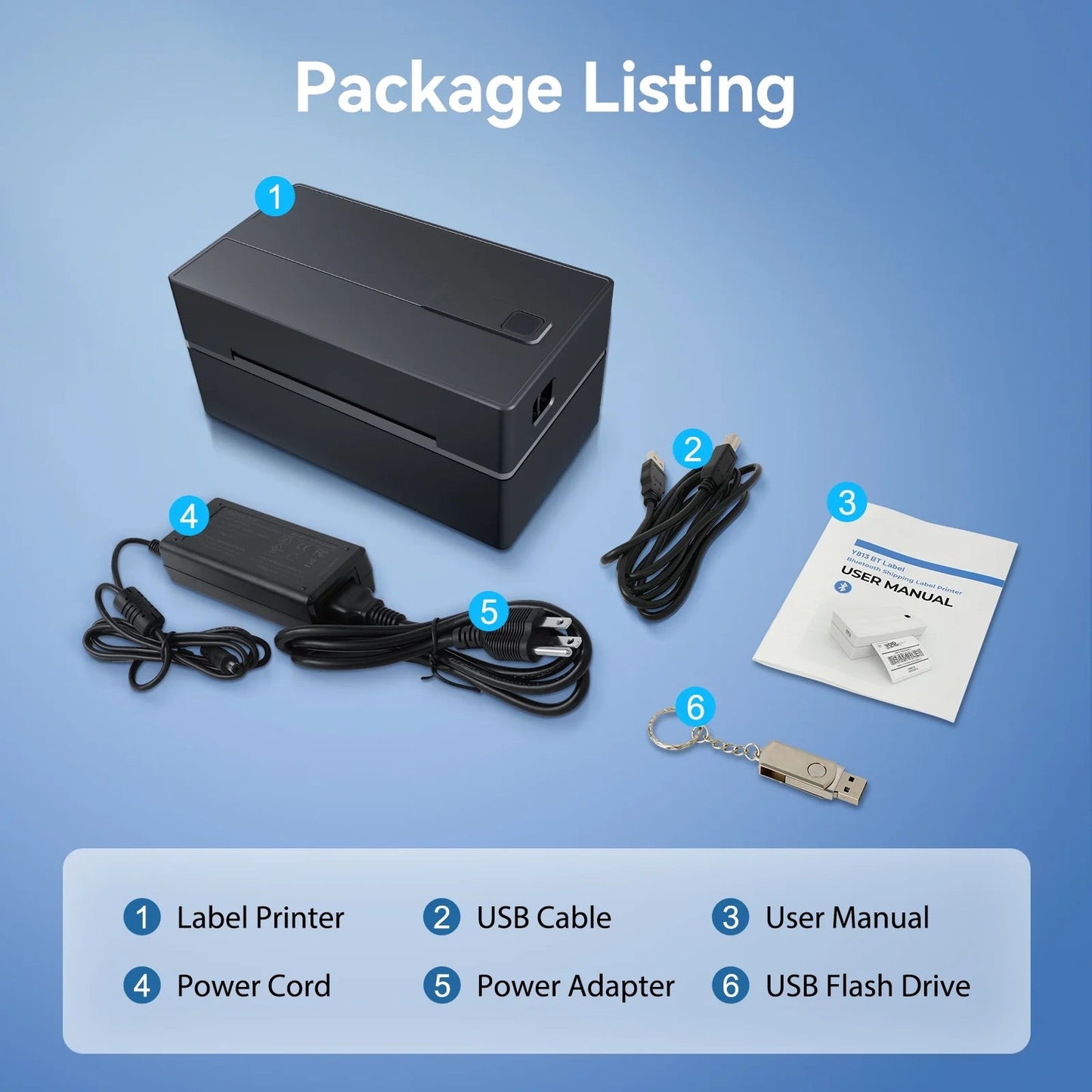 4X6 Thermal Label Printer, Bluetooth Wireless Sticker Printer for Shipping, Business and Home Use, Compatible with Ios Android Macos Windows