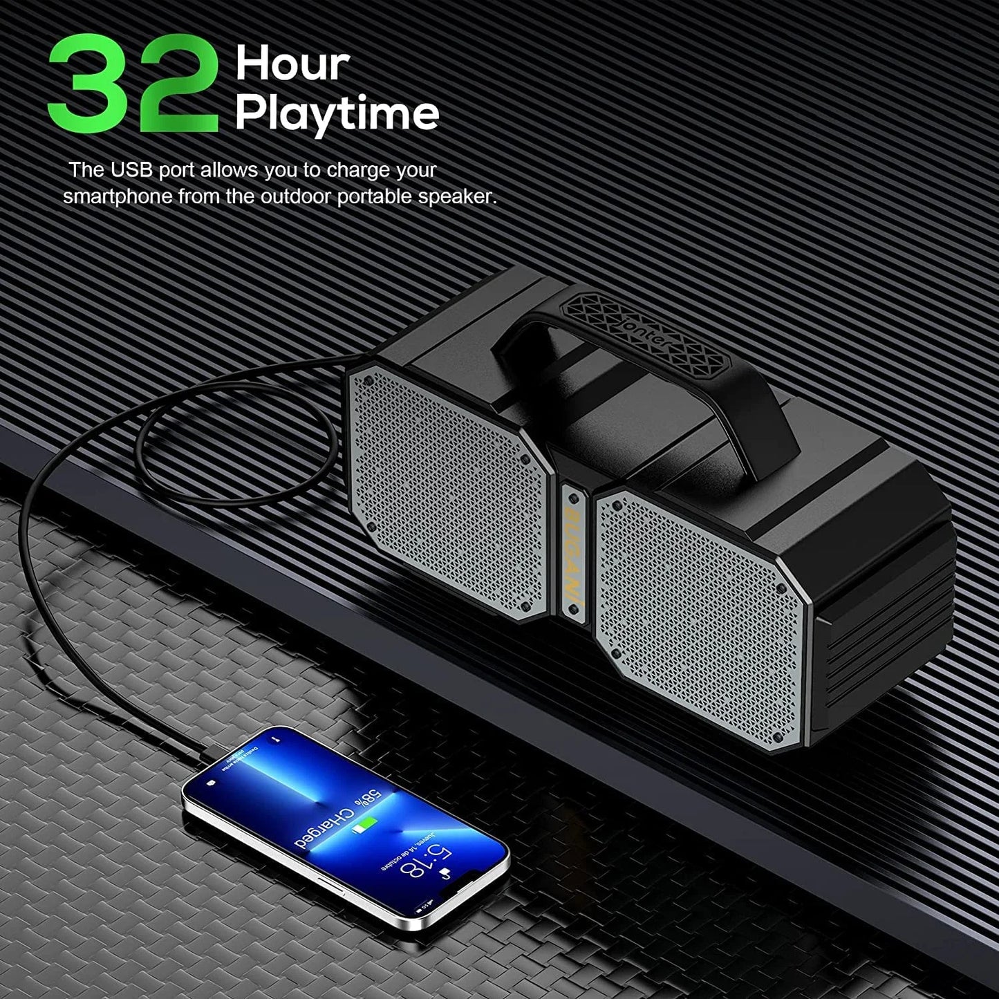 Bluetooth Speakers, M83 Speaker IPX6 Waterproof Portable Large Wireless Speaker, Bluetooth 5.2,50W Big Power, 24H Playtime, Suitable for Family Gatherings and Outdoor Bluetooth Speaker Black