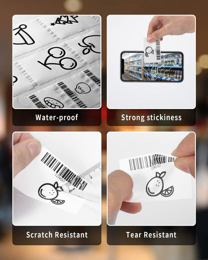 Phomemo Rectangle Barcode Labels, Multi-Purpose White Self-Adhesive Tag for M110/M110S/M120/M200/M220 Label Maker Machine, 1.18'' X 0.78"(30X 20Mm), 320 Labels/Roll, Black on White