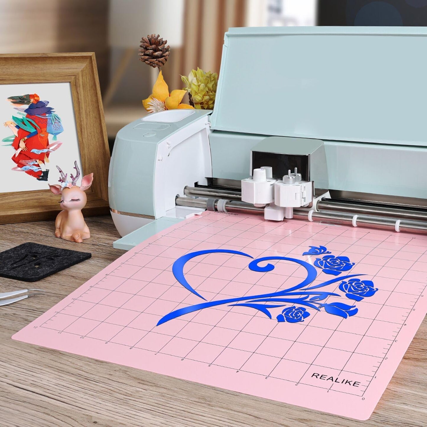 REALIKE 12X12 Fabricgrip Cutting Mat Compatible with Cricut Maker 3/Maker 4/Maker/Explore 3/4/Air 2/Air/One(3 Mats), Fabric Adhesive Sticky Cut Mats for Crafts, Quilting, Sewing and All Arts