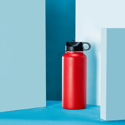 Makerflo 32 Oz Red Hydro Powder Coated Tumbler - 1 Pack Sipper Water Bottle | Craft-Ready for DIY Gifts & Personalization (Laser Engravable, UV DTF, Epoxy, Vinyl) - Not for Sublimation and DTF