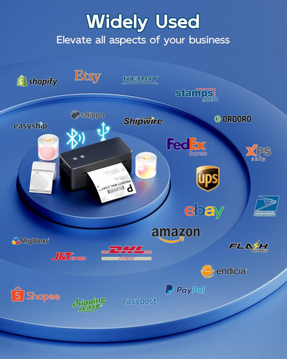 Bluetooth Thermal Shipping Label Printer, 4X6 Thermal Label Printer for Small Business, 2410BT Wireless Label Printers Compatible with Ios Android Phone&Pad&Pc, Widely Used for Ebay, USPS, Fedex, Etc
