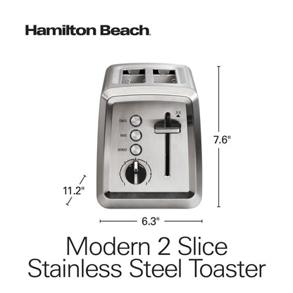 2 Slice Toaster, Extra-Wide Slots, Bagel Setting, Toast Boost, Slide-Out Crumb Tray, Auto-Shutoff & Cancel Button, Defrost Function, Stainless Steel 22794