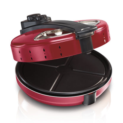 Enclosed Pizza Oven Maker, 12" Pizza, Viewing Window, Red, 31700