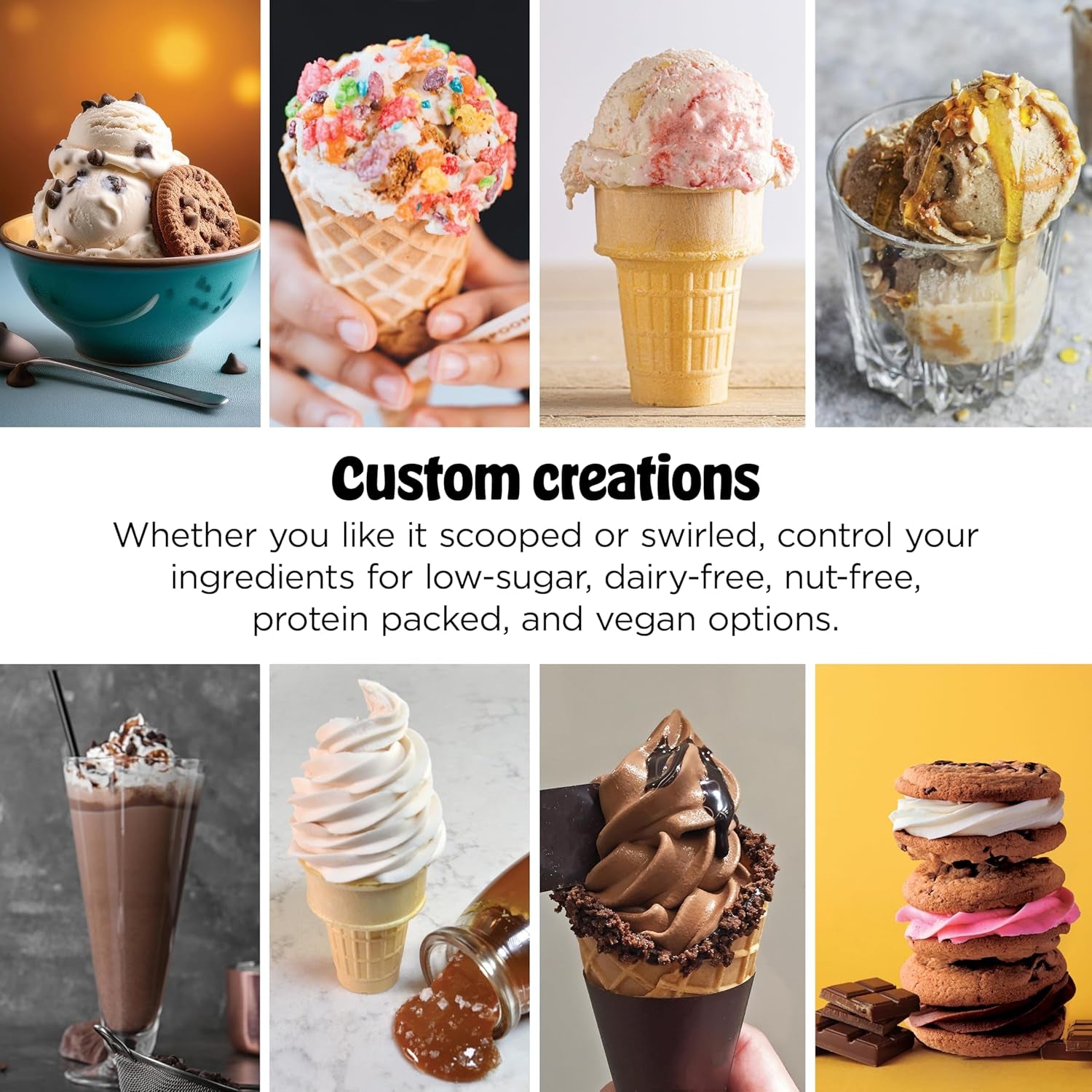Ninja Creami Scoop & Swirl Ice Cream Maker, Soft Serve Desserts, Sorbet, Milkshakes, Frozen Yogurt and More, 13-In-1 Programs, Includes Handle and Two 16 Oz 2-In-1 Pints, NC701