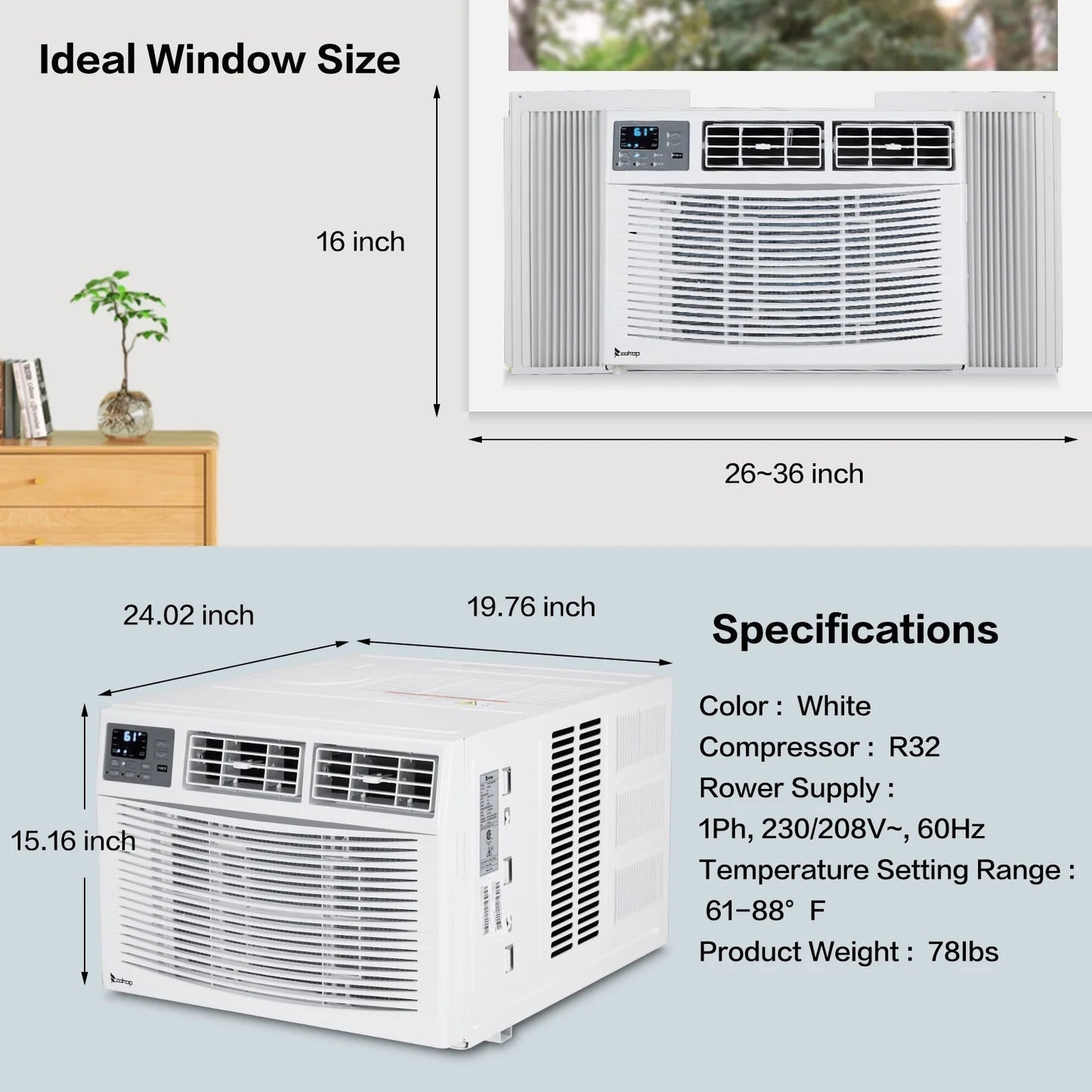 Wifi Enabled 12000 BTU Heat and Cool Window Air Conditioner with Wifi Controls