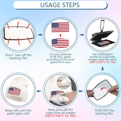 Sublimation Blanks Patches - 40 Pcs Rectangle Large Iron-On Patch with Black Border - Strong Adhesive Badges for DIY Hats Backpack T-Shirt Project