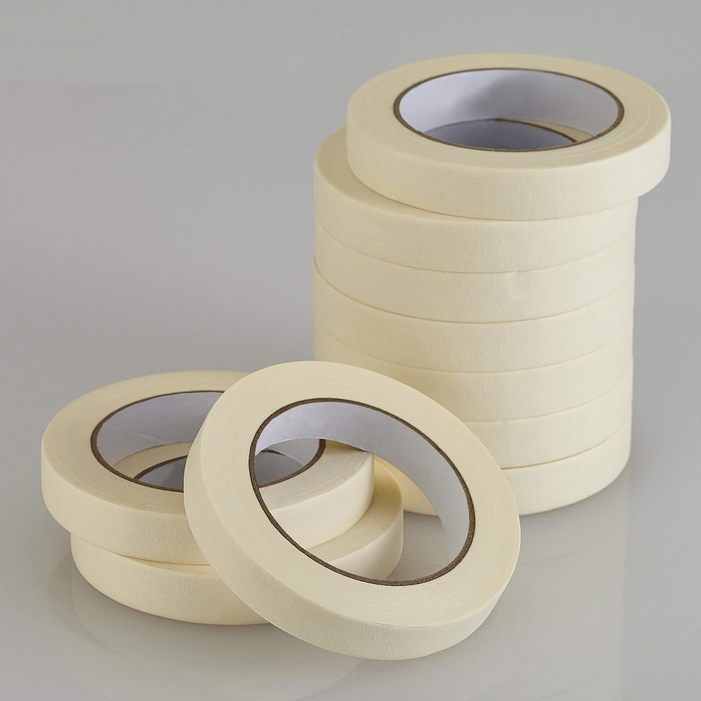 Lichamp Masking Tape 10 Pack General Purpose Beige White Color, 0.75 Inch X 55 Yards X 10 Rolls (550 Total Yards), for Painting, Home, Office, School Stationery, Arts, Crafts Etc. (3004)