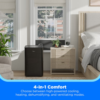 10,000 BTU Smart Portable Air Conditioner, New, Covers up to 450 Sq. Ft., Black,