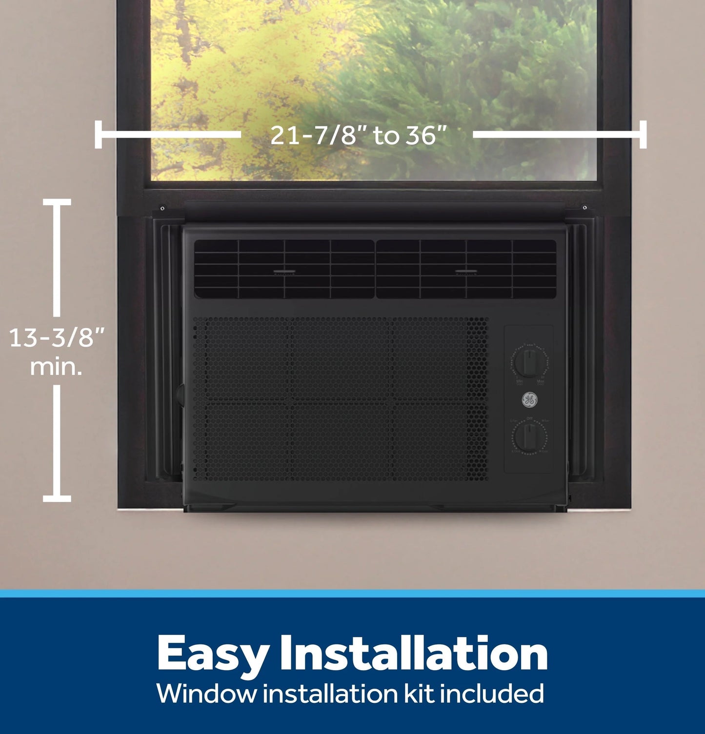 GE® 5,000 BTU, 115V Mechanical Window Air Conditioner, Covers up to 150 Sq Ft., Black