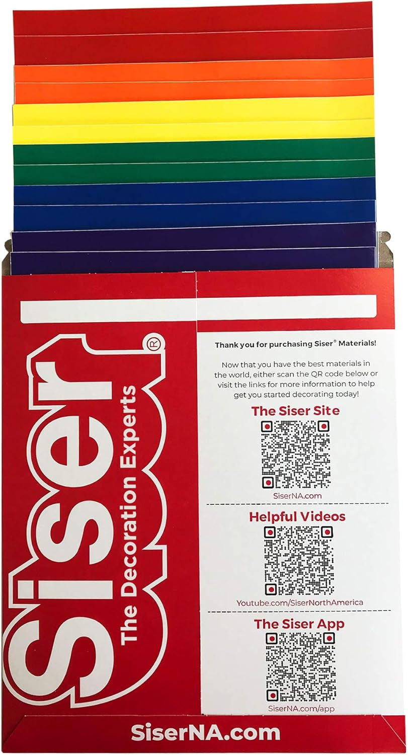 Siser Easypsv Permanent 12 Inch by 12 Inch Sheets - Rainbow Colors (12 Pack)