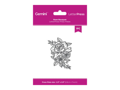Gemini - Letterpress Press Plate - Rose Bouquet