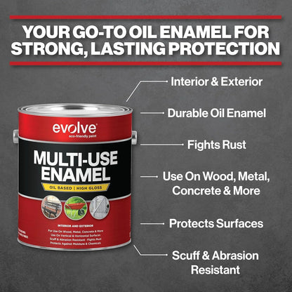 Alkyd Enamel Paint, Oil-Based Multi-Surface Interior & Exterior Paint for Wood, Metal & Concrete, Red Oxide Primer, 1 Gallon
