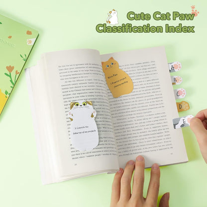 Hommie Cat Sticky Notes Set, Cute Sticky Note Animal Divider Tabs Bundle Writing Memo Pads Page Marker, Sticky Notes Pads for Cat Lovers Kids Office School Supplies Creative Gifts