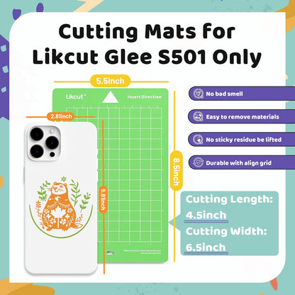 Cutting Mat for Glee S501 Cutter, 4.5" X 6.5" Standard Grip Mat for DIY Crafty, 3 Packs  Accessories Mats, Adhesive Sticky Green Quilting Replacement Cut Mats for Iron On, Vinyl and More