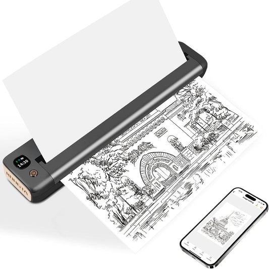 Rongta Portable Printer, Bluetooth Inkless Thermal Printer Wireless for Travel, Compatible with Android Ios Phone & Laptop, Supports 8.5" X 11" US Letter for Office, Home, Car, F81 (Gray)