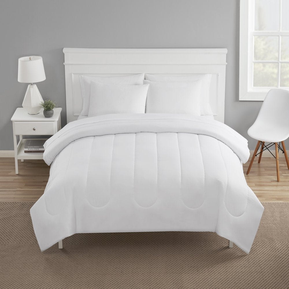 Artic White 7 Piece Bed in a Bag Comforter Set with Sheets, Queen