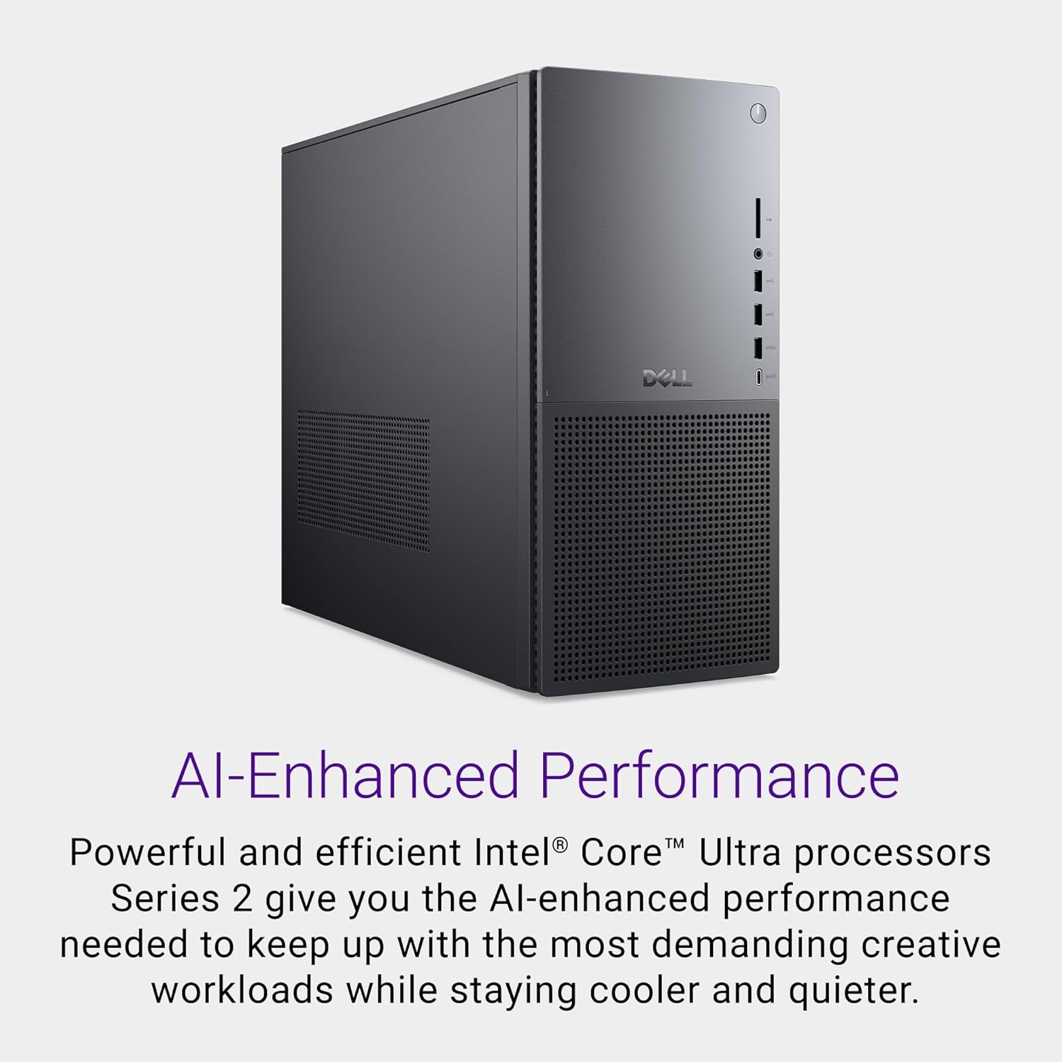 Dell Tower plus Desktop EBT2250 - Intel Core Ultra 9-285 Processor, 32GB DDR5 RAM, 2TB SSD, NVIDIA Geforce RTX 5070 12GB GDDR7, Intel Wi-Fi 7, Windows 11 Home, Onsite Service - Black