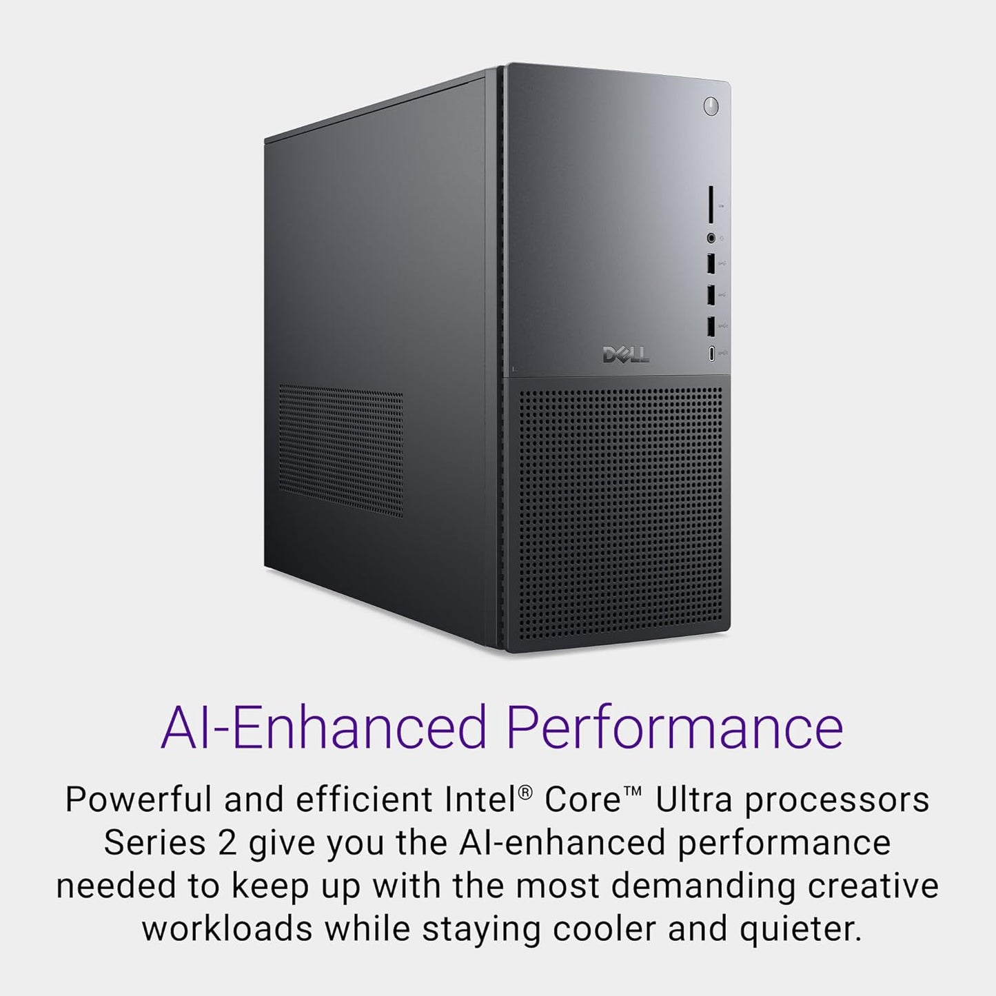 Dell Tower plus EBT2250 Desktop - Intel Core Ultra 7 265 Processor, 16GB DDR5 Memory, 1TB SSD, NVIDIA Geforce RTX 5060, Windows 11 Home, 1 Year Onsite Service, 1-Year Mcafee+Premium Protection - Black