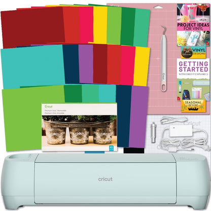Explore 3 Craft Cutting Machine with Vibrant Vinyl 20 Sheet Pack Bundle