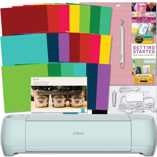 Explore 3 Craft Cutting Machine with Vibrant Vinyl 20 Sheet Pack Bundle