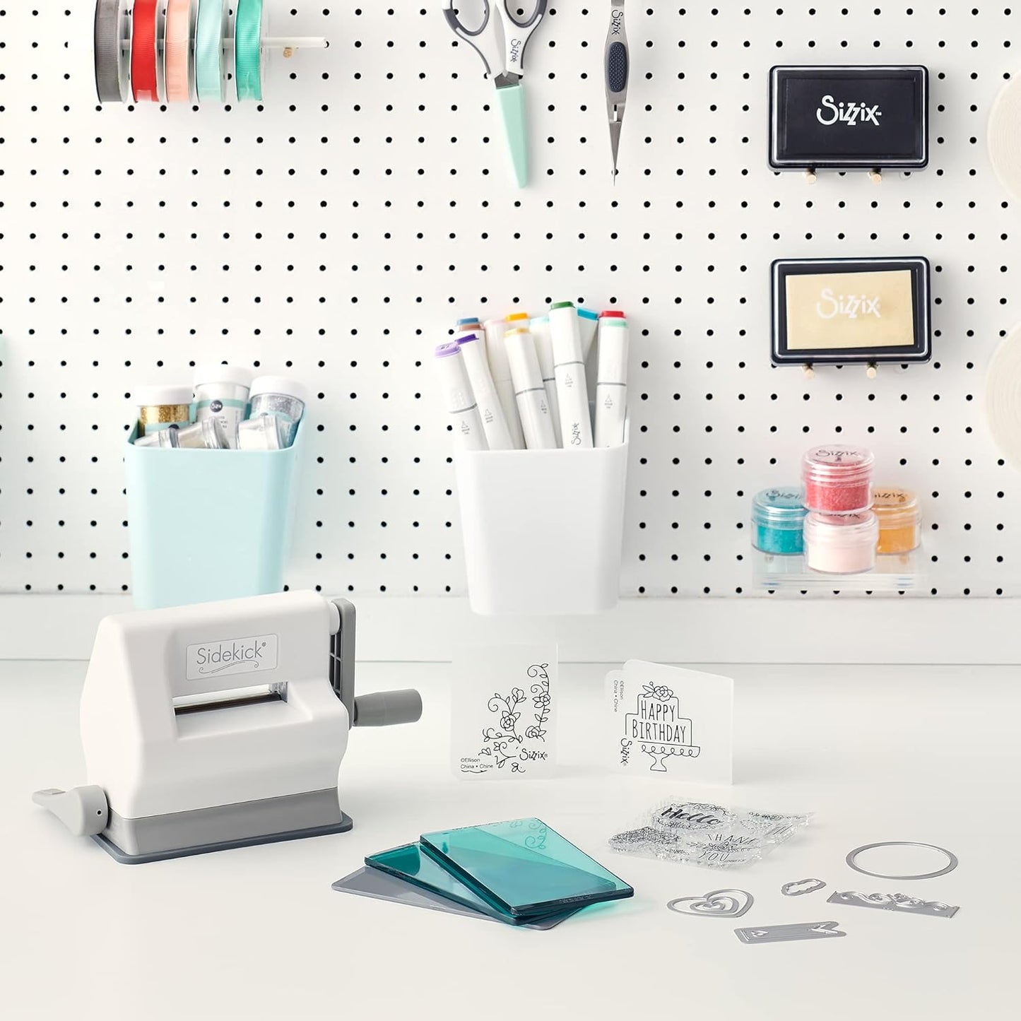 Sizzix Sidekick Starter Kit 661770 Portable Manual Die Cutting & Embossing Machine for Arts & Crafts, Scrapbooking & Cardmaking, 6.35 Cm Opening, 2.5" Opening, White