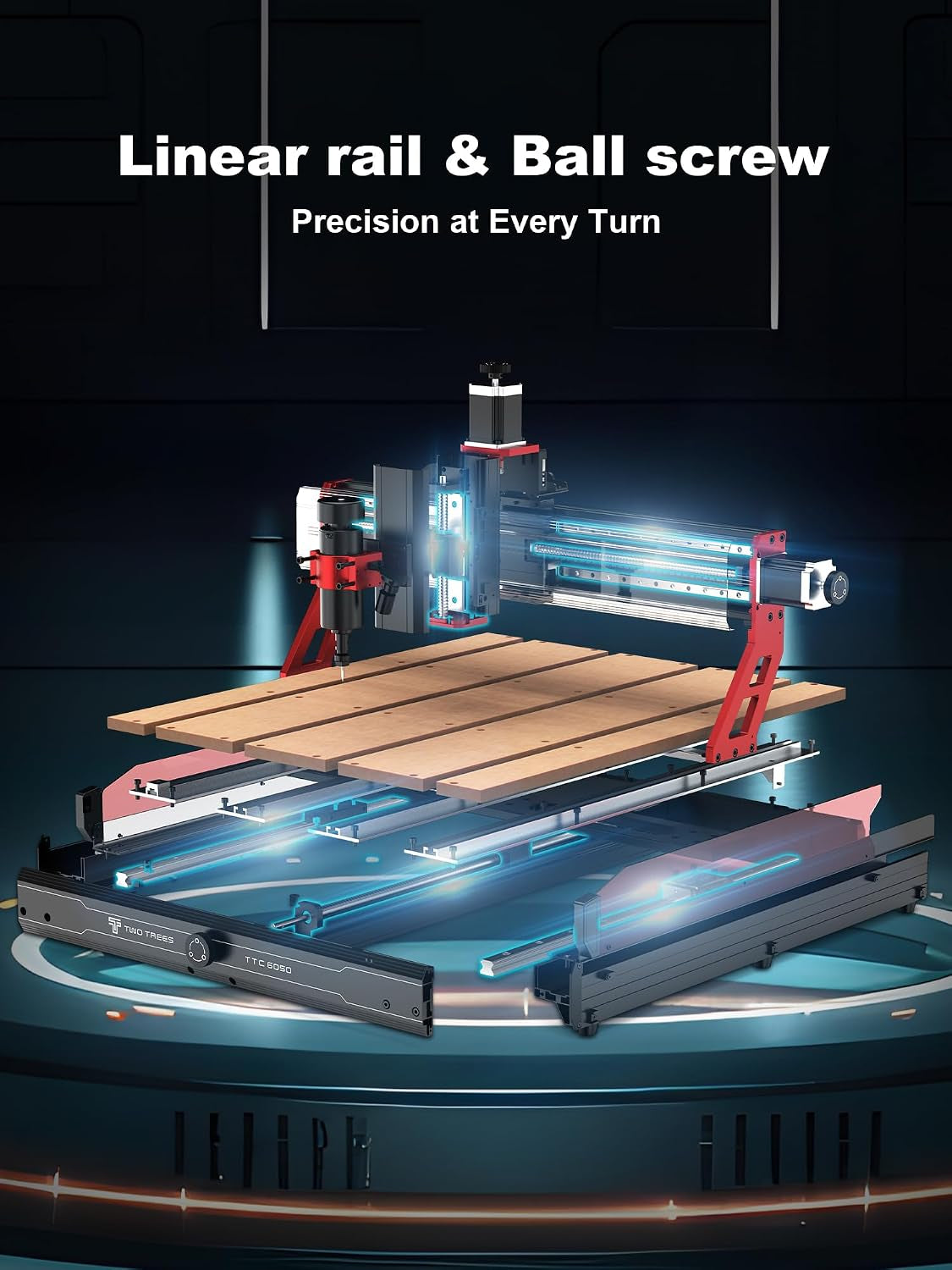 TTC6050 CNC Router Machine, Desktop Engraving Machine 600X500Mm Working Area, 500W Spindle, 3-Axis CNC Engraving & Laser Cutting for Wood, Metal, Acry