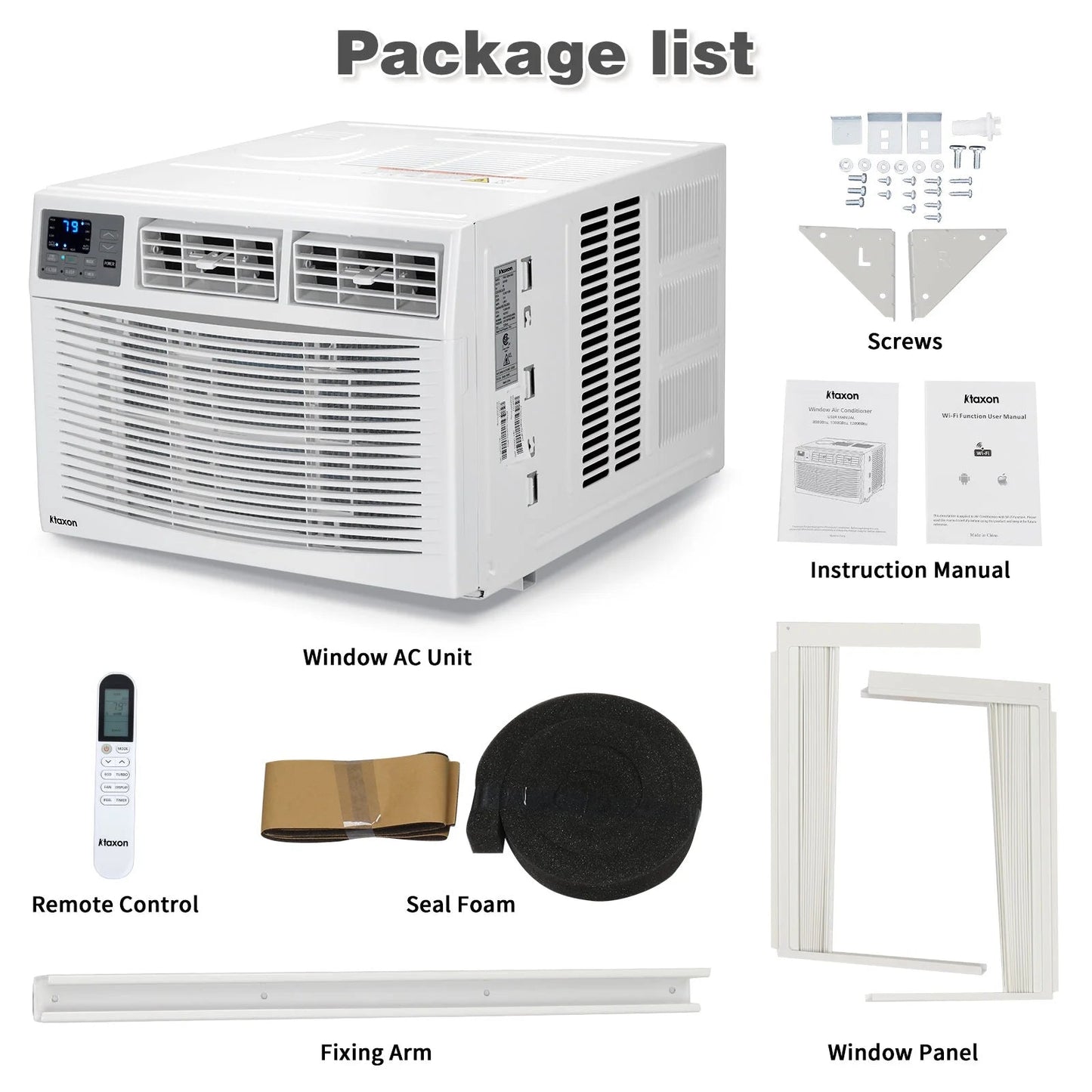 18000 BTU Window Air Conditioner with Heat, Window AC Unit & Heater Combo with APP & Voice Smart Control, Timer Function & Easy Installation Kit, Work with Alexa/Google Assistant, 208/230V