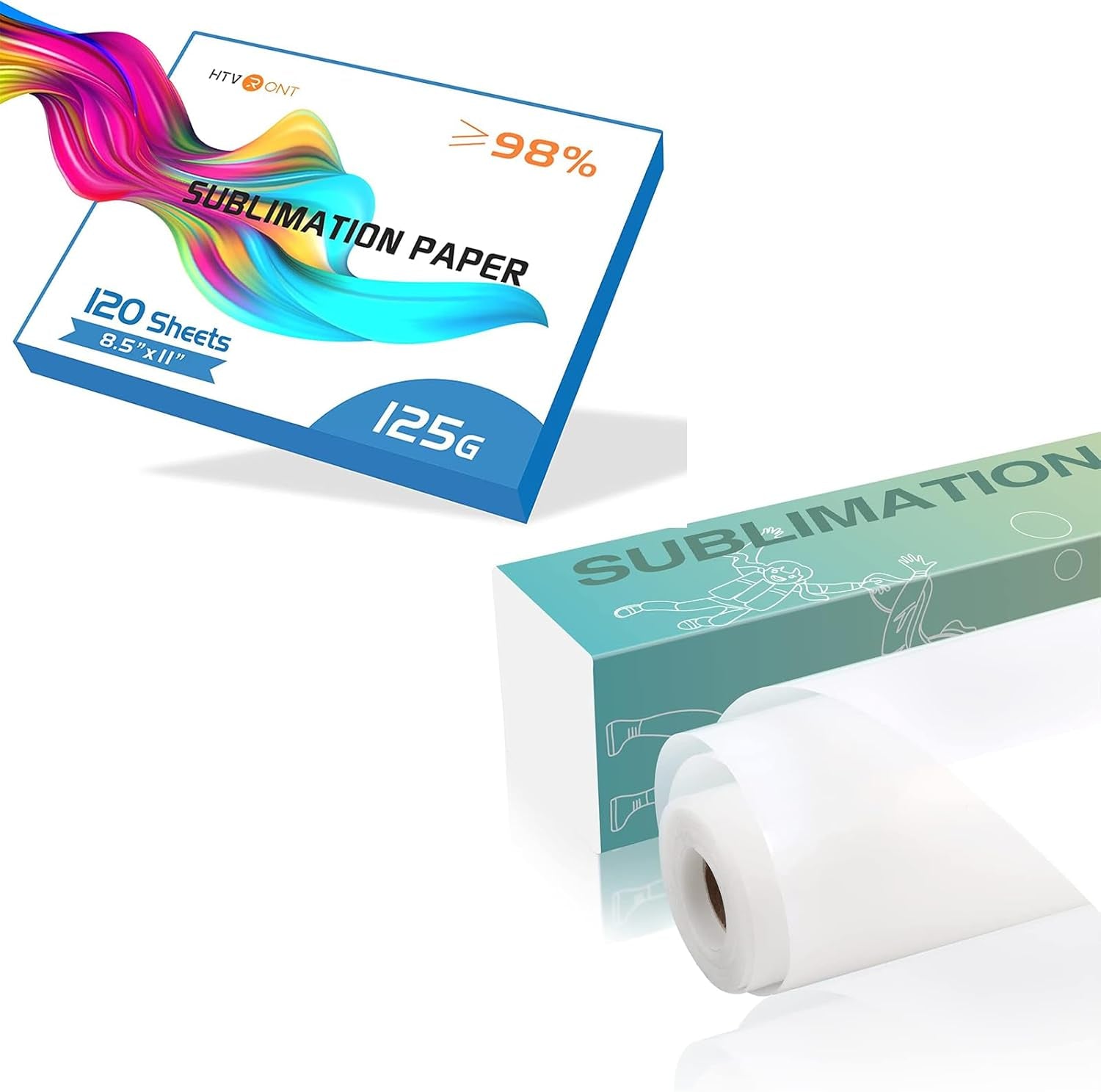 Sublimation Paper 120 Sheets +12" X 20FT Matte Clear HTV Vinyl for Sublimation