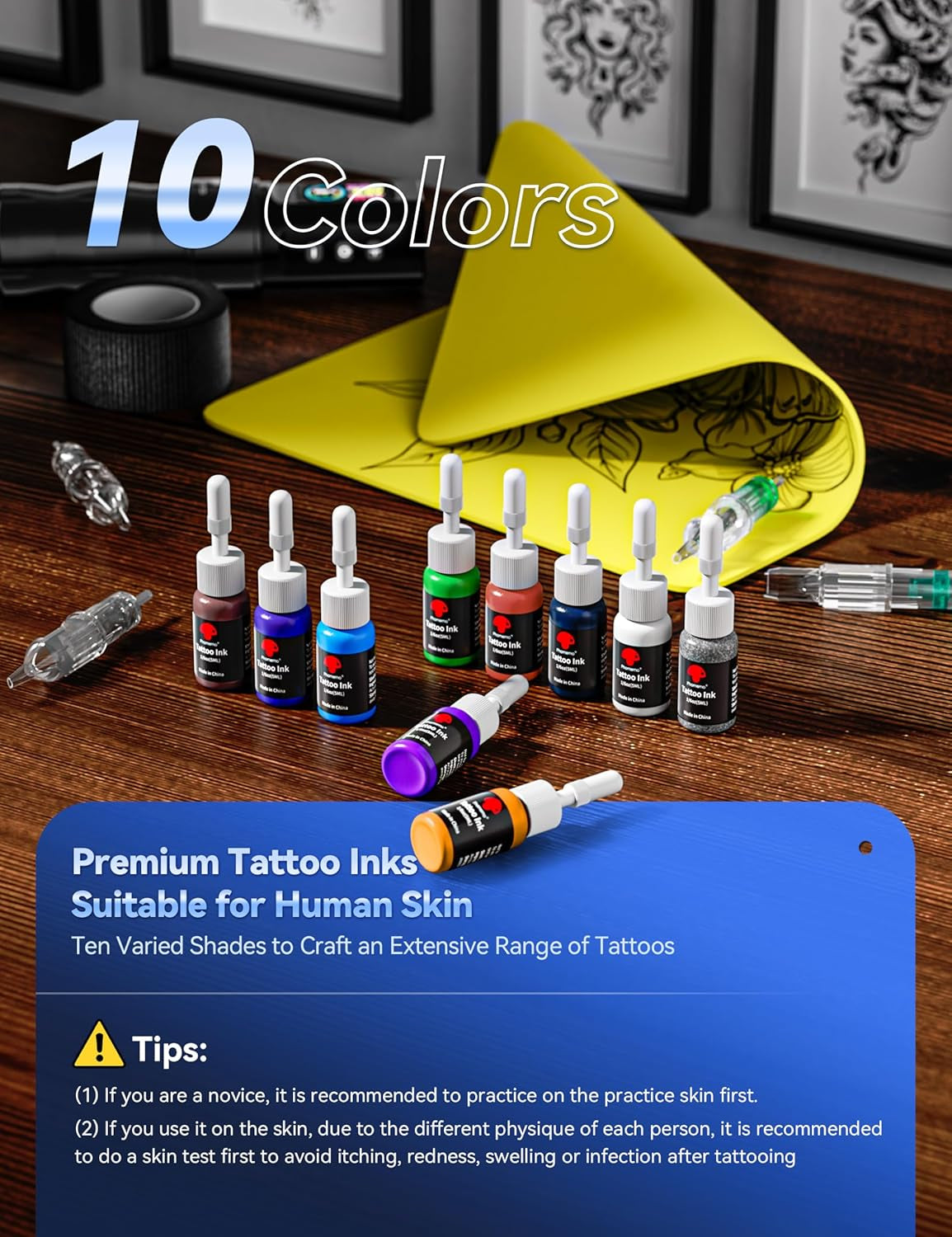Phomemo Tattoo Gun Kit, Wireless Tattoo Machine Kit for Beginners Complete Set, Tattoo Pen with 20 Tattoo Cartridge Needles, Tattoo Practice Kit with 1 Batteries