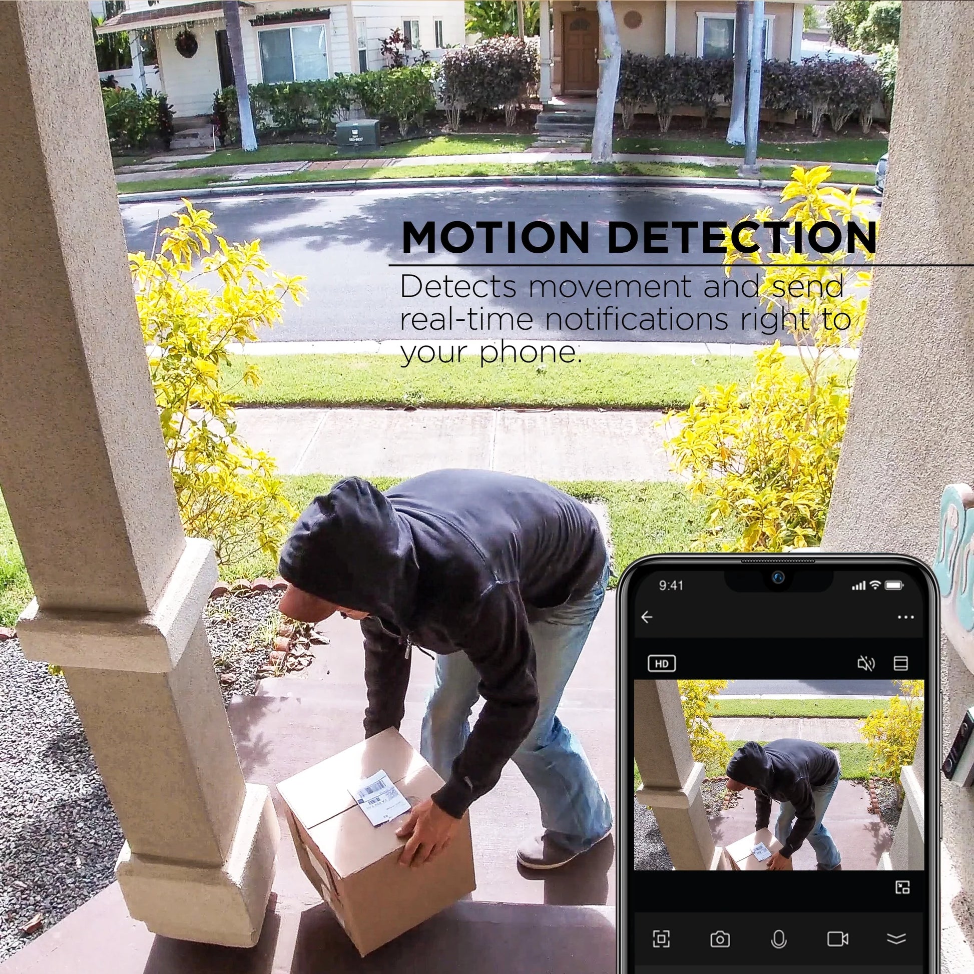 Outdoor Camera 1080P - Auto-Follow PTZ Security Cam, White (1-Pack)