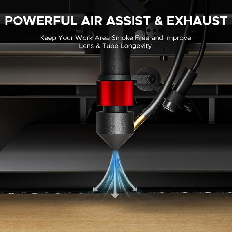 Omtech 45W CO2 Laser Engraver with Lightburn, 12"X8" Desktop Laser Engraving Cutting Machine for Home Use, Lasergrbl Compatible, Air Assist & Adjustable Head for Wood, Glass & More
