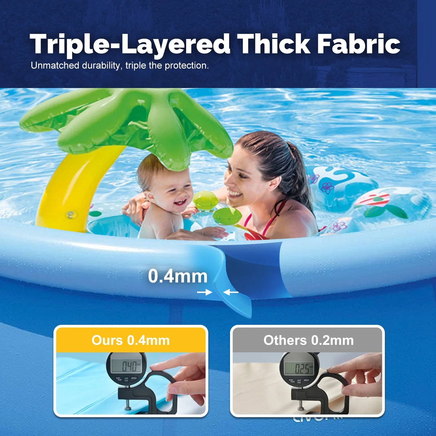 5.9 Ft X 29 in above Ground Inflatable Pools, Top Ring round Pool, Blue