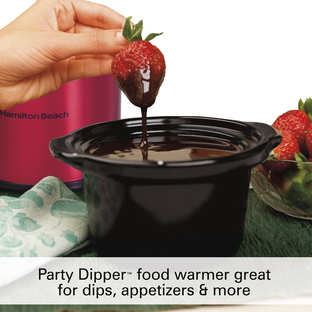 Stay or Go Programmable Slow Cooker with Party Dipper, 7 Quart Capacity,Removable Crock, Red, 33478