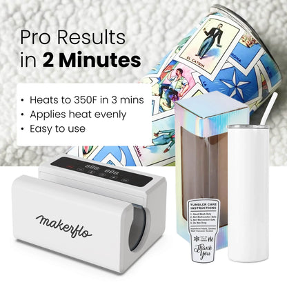Makerflo Automatic Tumbler Heat Press Machine – Auto Heat Press for Sublimation Tumblers, Mugs & Cups – Fast Heating Smart Mug Press with Even Heat Distribution – Heat Press for Tumblers & Drinkware