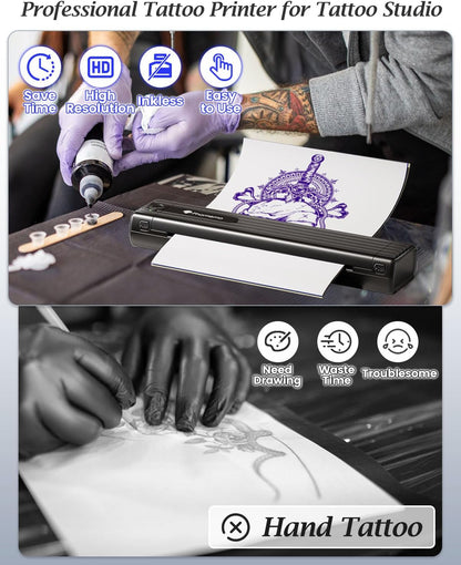 Phomemo TP83 Wireless Tattoo Stencil Printer, Upgraded Thermal Tattoo Printer Machine with 10Pcs Transfer Paper, Bluetooth Tattoo Printer for Tattoo Artists & Beginners, Compatible with Ipad Phone PC