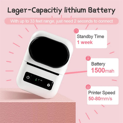 Mini Thermal Label Printer Barcode Printer Mobile Sticker Maker Wireless Bluetooth Label Price Bill Dual Printer Us-Plug