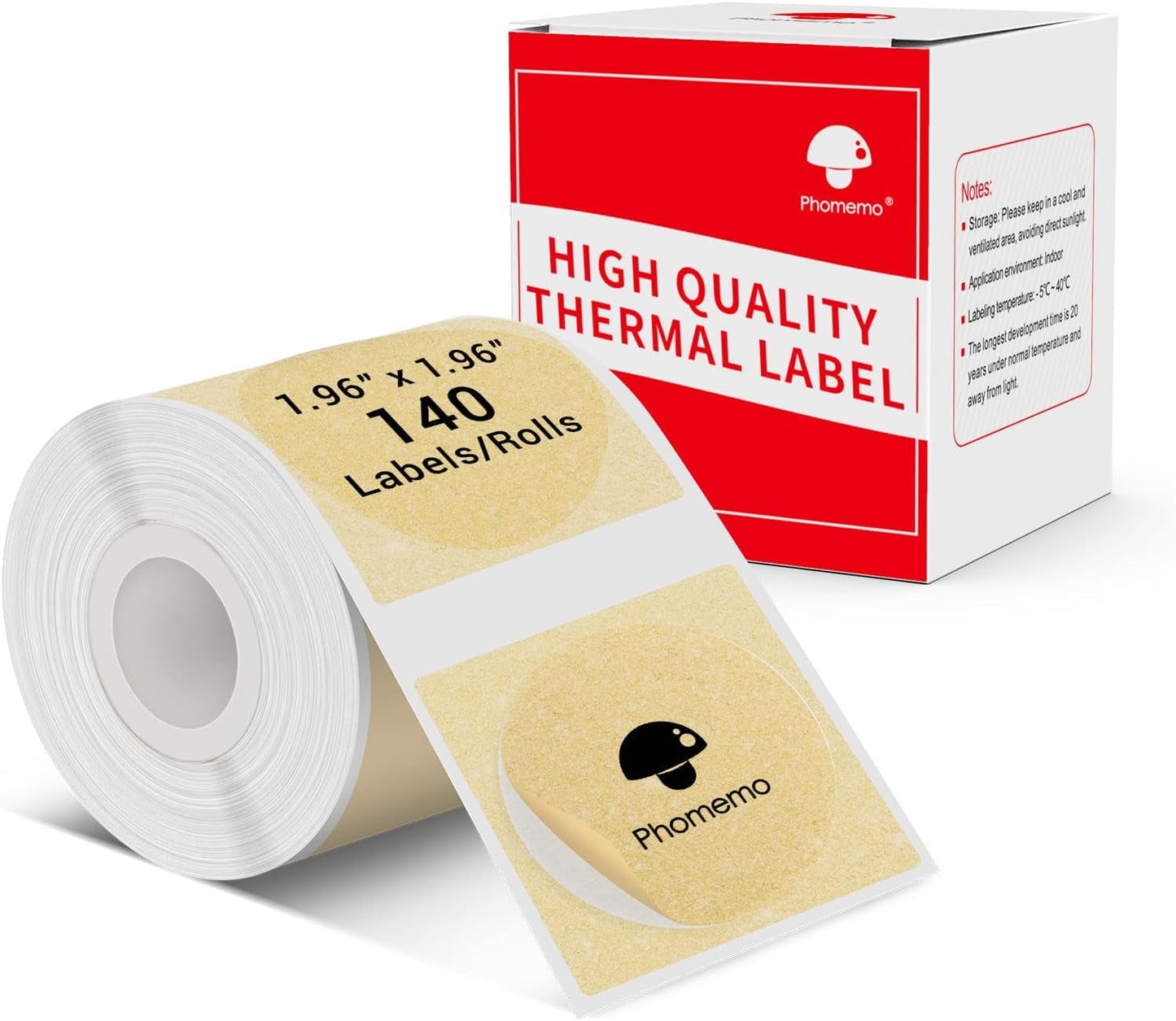 Phomemo Sticker Circle Labels- 1.96"X1.96"(50X50Mm) Thermal Label for M110/M221/M220/M120/M200, for Barcode/Address/Mailing/Logo/Business/Home Tag, Black on Golden