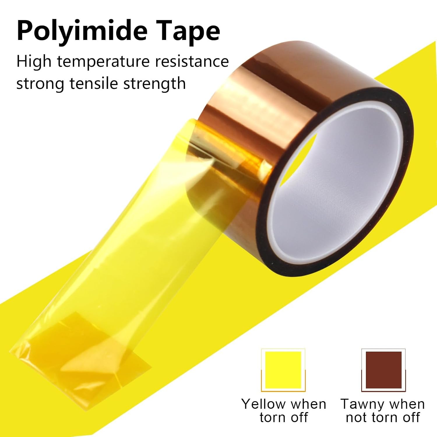 BOMEI PACK Polyimide Tape, 2 Pack High-Temperature Resistant Tape 2Inch X 33M(108Ft), No Residue Heat-Resistant Tape for Electric Task, 3D Printing, Soldering, Sublimation, Masking