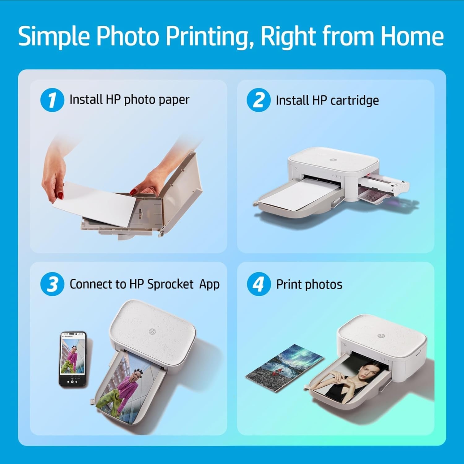 HP Sprocket Studio plus 4X6 Wireless Instant Photo Printer, 118 Sheets + 3 Cartridges, Wi-Fi, Premium Dye Sublimation, Compact Home Use, Prints Vibrant Color Pictures, Editing App for Fun Photos