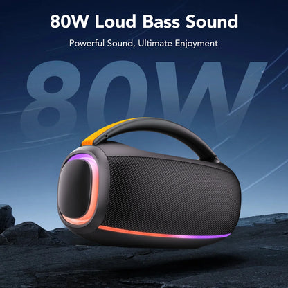 Outdoor Bluetooth Speaker, 80W Loud Speaker with Bass, Speakers Bluetooth Wireless with 24H Long Battery Life, IPX7 Waterproof, Speakers for Pool Beach Party, Portable Speaker with TWS (Black)