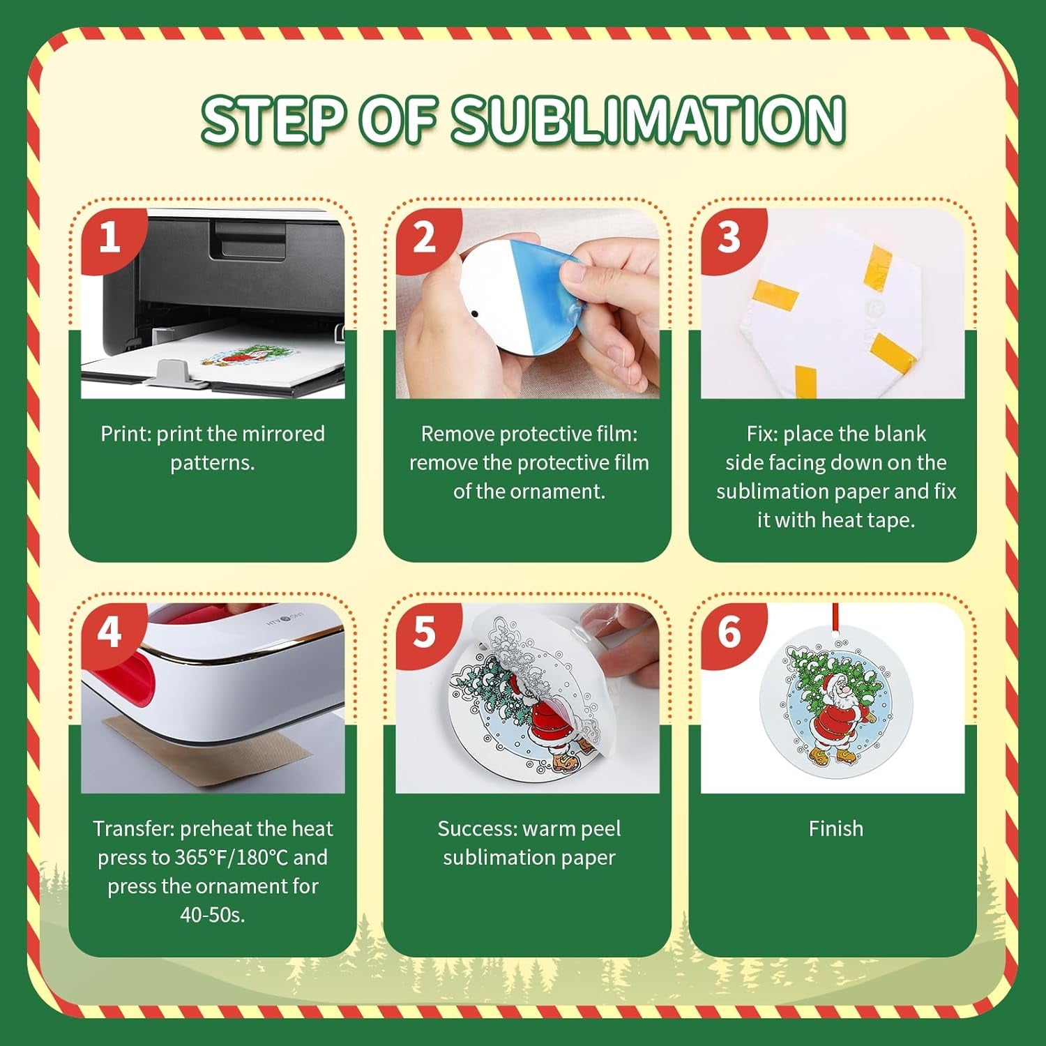 Sublimation Ornament Blanks 3.15 Inch - 12 PCS Sublimation Christmas Ornament Blanks with Red String - Personalized MDF Decoration Supplies for Halloween Christmas