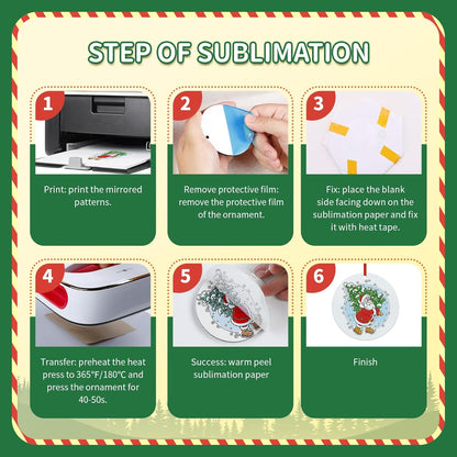 Sublimation Ornament Blanks 3.15 Inch - 12 PCS Sublimation Christmas Ornament Blanks with Red String - Personalized MDF Decoration Supplies for Halloween Christmas