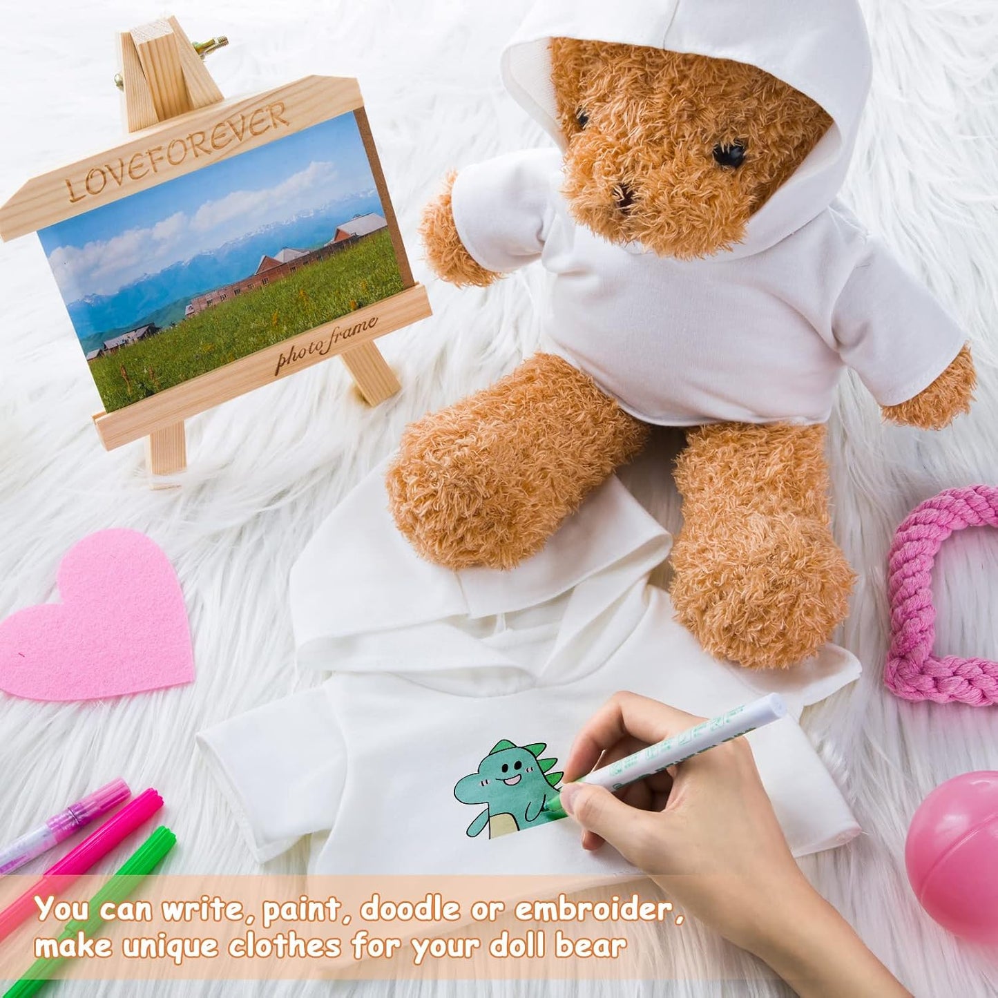 3 Pcs Sublimation Shirt Fit 14-18 Inch Stuffed Bear Blank Stuffed Bear Clothes Plush Bear T Shirts for DIY Make Unique Stuffed Doll Clothes