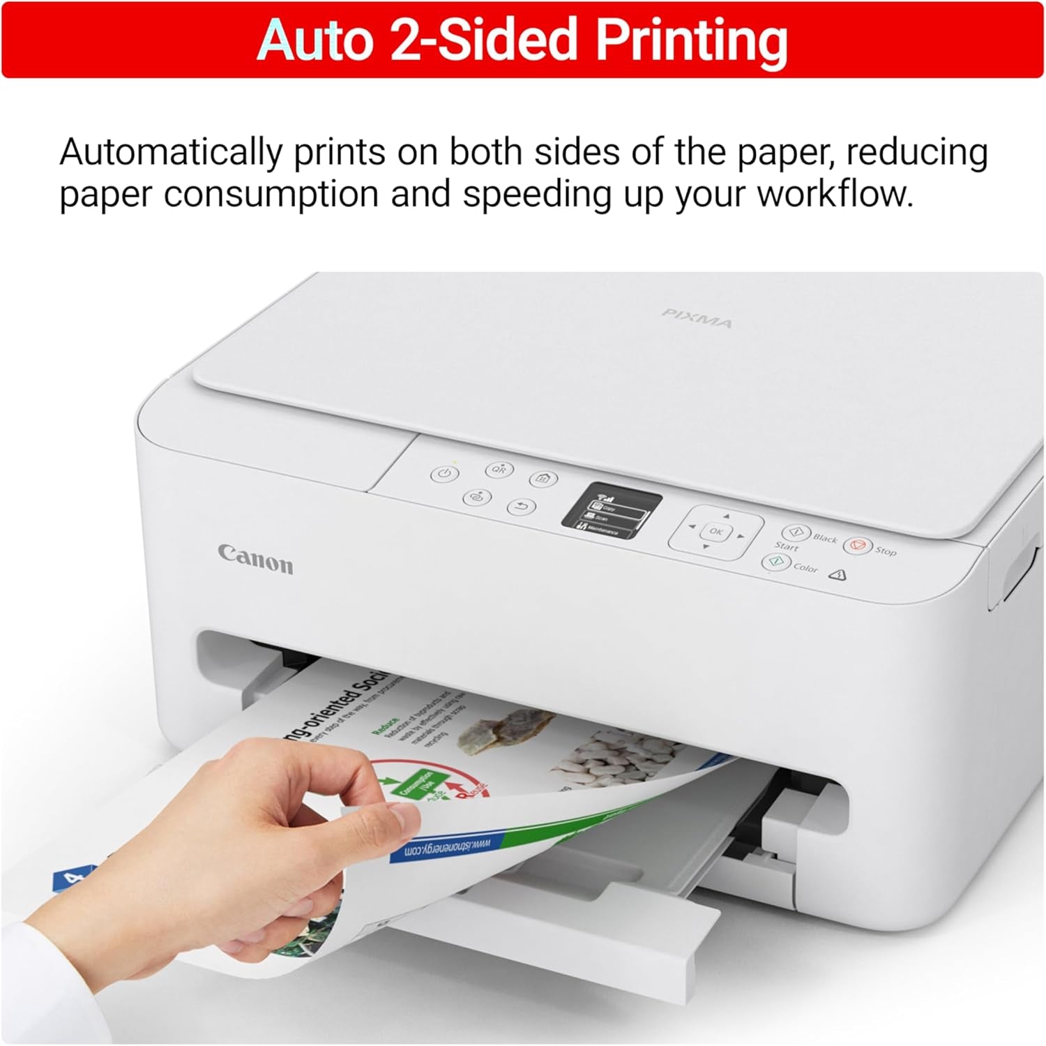 Canon PIXMA TS6520 Wireless Color Inkjet Printer Duplex Printing, White – Home Printer with Copier/Scanner, 1.42” OLED Display, Intuitive Control Panel, Compact Design | Copier/Scanner, 1.42' OLED Display, Intuitive Control Panel, Compact Design, Duplex Printing